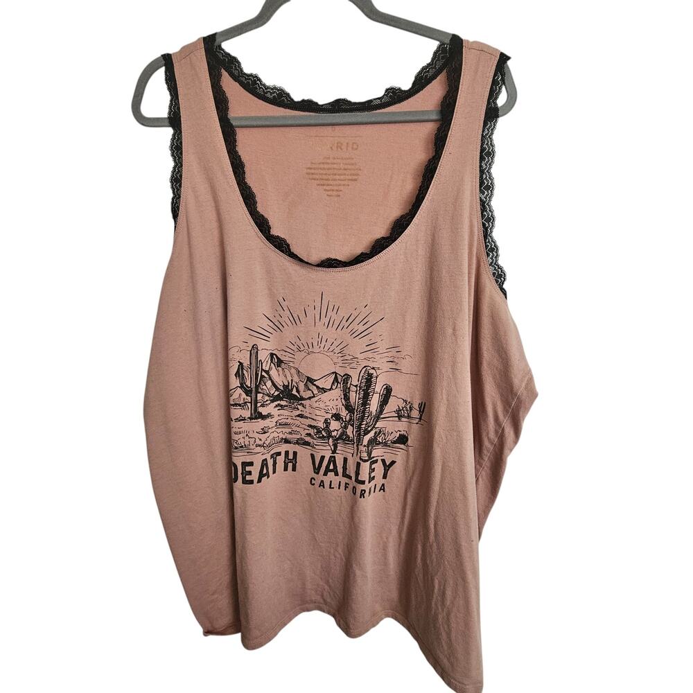 Torrid Tank Top Lace Trim Tank Top Scoop Neck Tank Top Death Valley 5X Pink